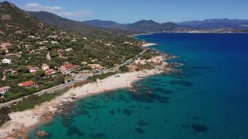 Aerial view of sea coast with beach and villas video
