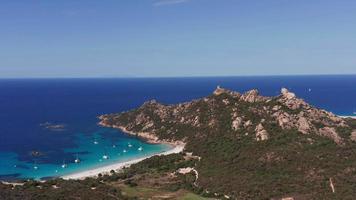 Aerial view of lion rock Roccapina and bay with beach video