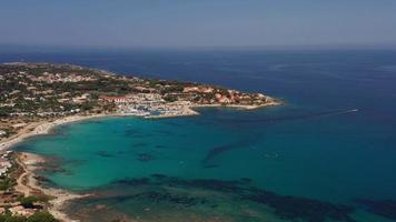 Aerial side view of sea coast and port video