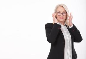 Attractive business woman in a suit isolated photo