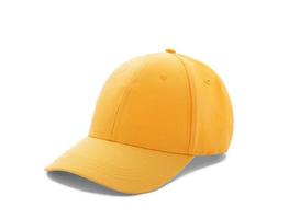 béisbol gorra amarillo plantillas, frente puntos de vista aislado en blanco antecedentes foto