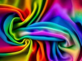 close-up shot of a rainbow color dyed cotton cloth, arranged in wrinkles and waves photo