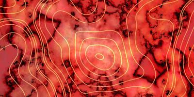 Red and yellow background. Abstract topographic map background with height lines. Topo contour map magic black gold red neon light curved lines. Caustics distortion line art background. photo