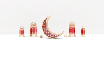 Realistic ramadan background with empty side, lantern for mockup, display product, banner photo