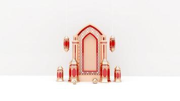 Realistic ramadan background with empty side, lantern for mockup, display product, banner photo