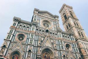 Detail of cathedral dome in foggy mornign from bottom with huge amount of details on the facade photo