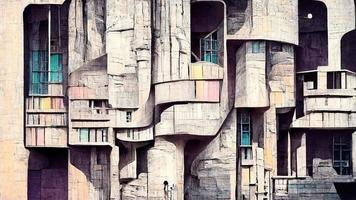 abstract windows inside the rock, stone structures photo