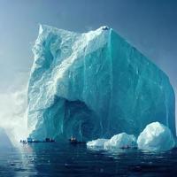 Huge iceberg in the ocean under a cloudy sky illustration