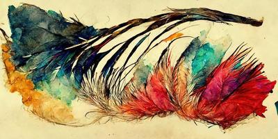 Feathers abstract watercolor illustration design photo