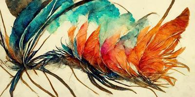 Feathers abstract watercolor illustration design photo