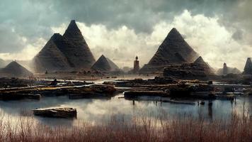 gloomy egyptian landscape. Abstract illustration art photo