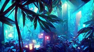 azul selva neón noche. resumen ilustración Arte foto