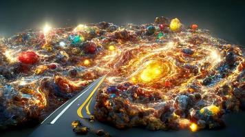 the road to big bang universe. Abstract illustration art photo