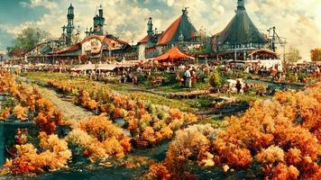 Landscape in honor of the Oktoberfest holiday with its attributes photo