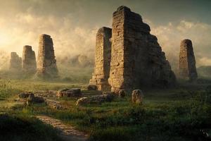 Remains of an ancient civilization. mystical landscape illustration photo