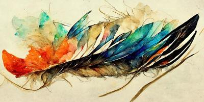 Feathers abstract watercolor illustration design photo