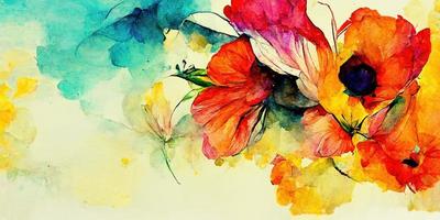Watercolor flowers contrast colorful illustration design photo