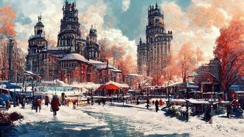 resumen urbano invierno paisaje ilustración diseño foto