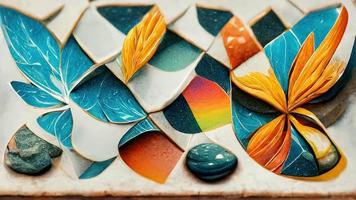 Mosaic flower stones, abstract shape photo