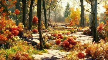 otoño paisaje en el bosque hermosa imagen de naturaleza resumen