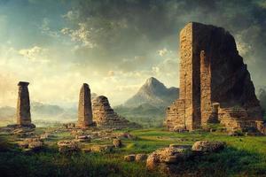 Remains of an ancient civilization. mystical landscape illustration photo