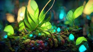 jungle neon night. Abstract illustration art photo