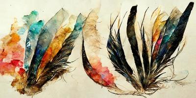 Feathers abstract watercolor illustration design photo