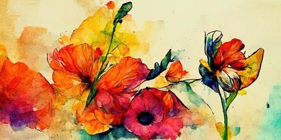 Watercolor flowers contrast colorful illustration design photo