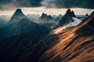 montaña realista paisaje debajo nublado cielo ilustración foto