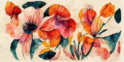 flowers watercolor pattern illustration design photo