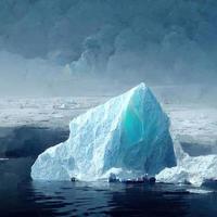 Huge iceberg in the ocean under a cloudy sky illustration photo