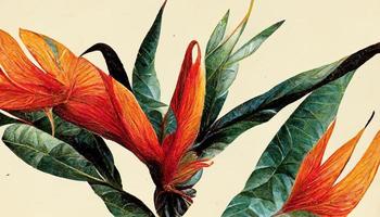 Exotic plant leaves on a uniform background illustration design photo