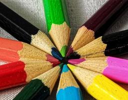Colorful pencils in a circle photo