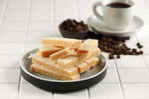 Cheese Waffer with Black Coffee photo