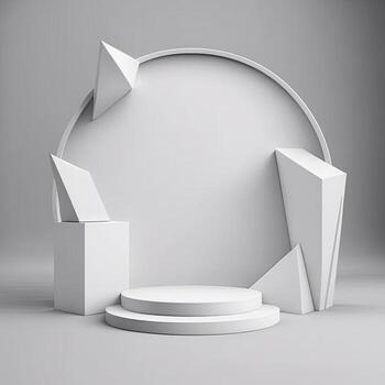 White 3d abstract geometric podium. Minimal scene for product display presentation. photo