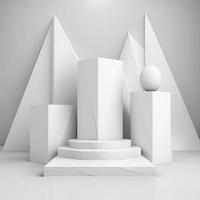 White 3d abstract geometric podium. Minimal scene for product display presentation. photo