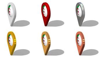 algeria bandiera 3d Posizione icona senza soluzione di continuità looping rotazione nel diverso colore, 3d rendering, loop animazione, croma chiave, luma Opaco selezione video