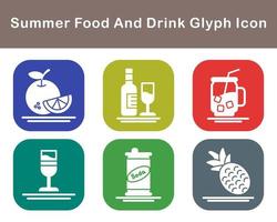 Summer Food And Drink Vector Icon Set