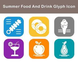 Summer Food And Drink Vector Icon Set