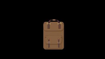 backpack loop Animation video transparent background with alpha channel