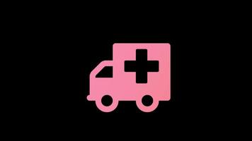 ambulance car Icon loop Animation video transparent background with alpha channel