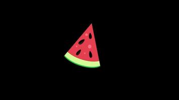 watermelon slice icon loop Animation video transparent background with alpha channel