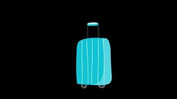 viagem bagagem saco ícone ciclo animação vídeo transparente fundo com alfa canal video