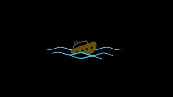 boat on the water icon loop Animation video transparent background with alpha channel
