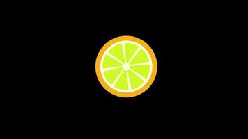 maduro laranja fatia ícone ciclo animação vídeo transparente fundo com alfa canal video