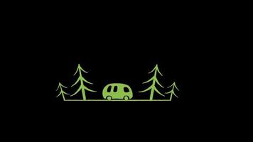 Summer eco friendly green car icon loop Animation video transparent background with alpha channel