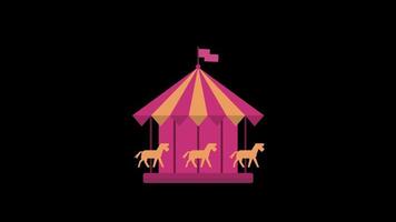 Horse carousel Amusement icon loop Animation video transparent background with alpha channel