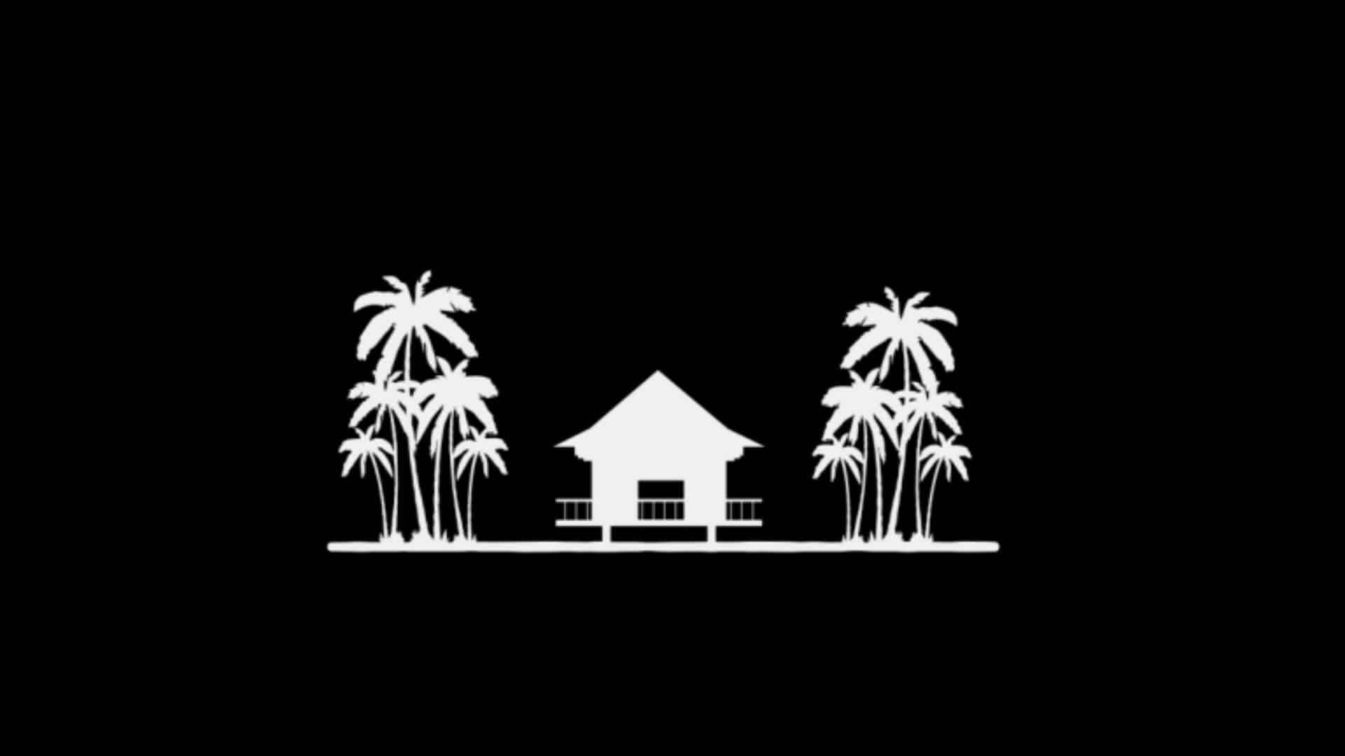 summer beach house with palm tree loop Animation video transparent