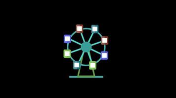 Ferris Wheel or nagordola icon loop Animation video transparent background with alpha channel