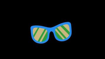 Cartoon sunglasses icon loop Animation video transparent background with alpha channel.